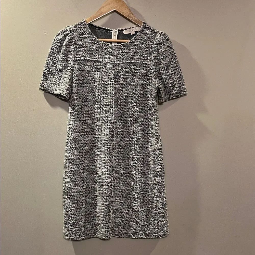 LOFT Black and White Textured Dress
